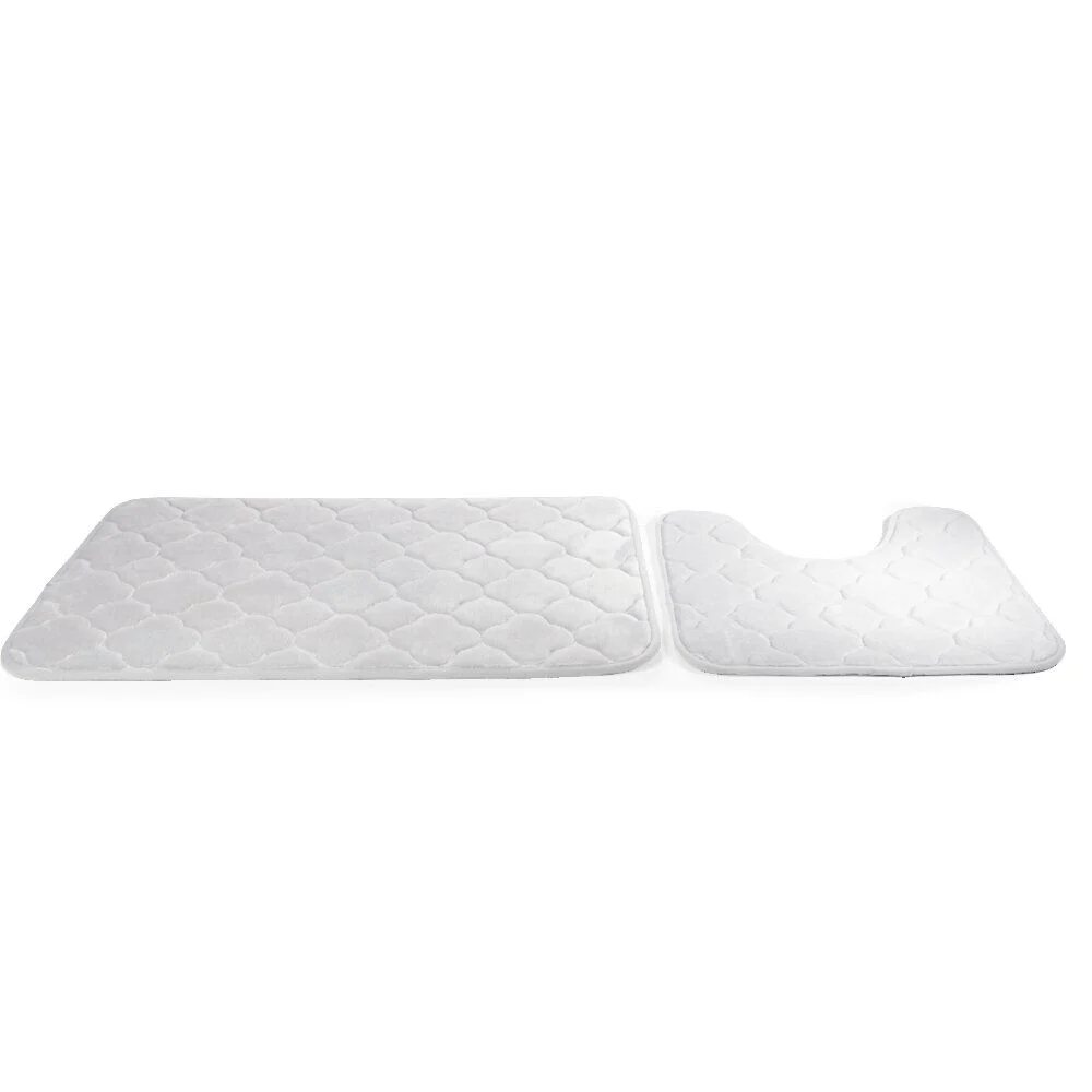 Ensemble tapis de douche mémoire de forme 45x75cm et WC 40x50cm gris