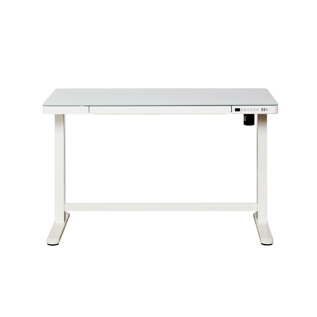 CONTINI höhenverstellbarer Bürotisch 120 x 60 cm weiss, Glasoberfläche