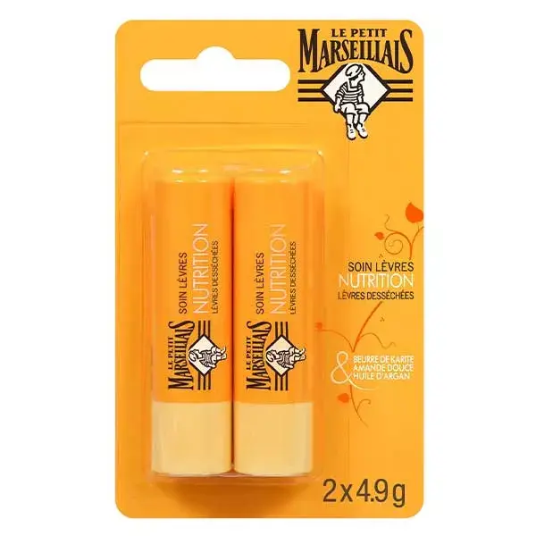 Le Petit Marseillais Protetor Labial com Karité, Amêndoa Doce e Argan - Kit com 2 unidades de 4,9g