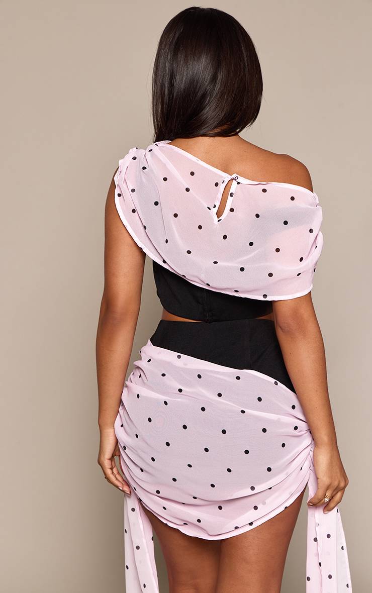 Rose Top Cape Drapé En Mousseline À Pois Petite