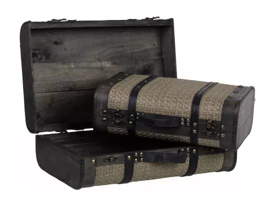 Valise en bois argenté 45x30x16/38