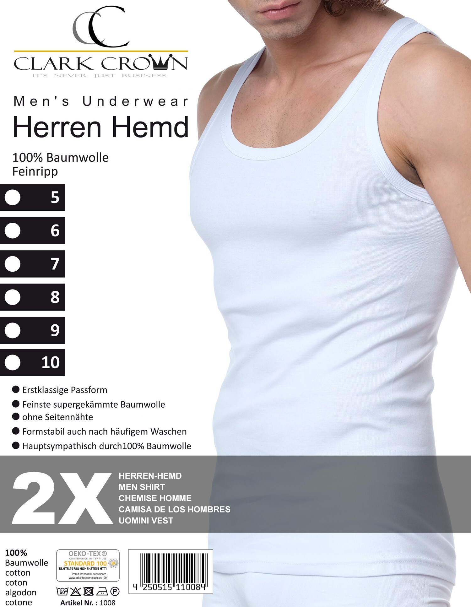 Clark Crown® Tank Shirt 4 Stück aus Baumwolle