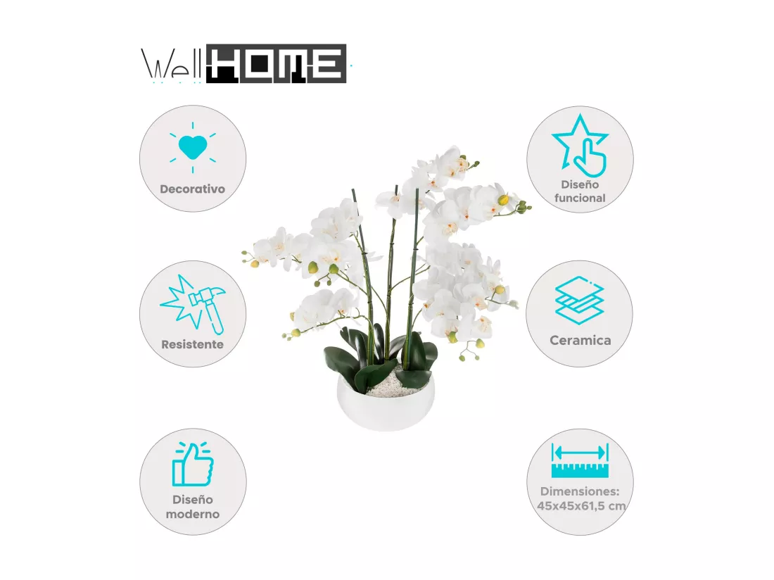 WELL HOME - Pot à orchidées en céramique blanche H65