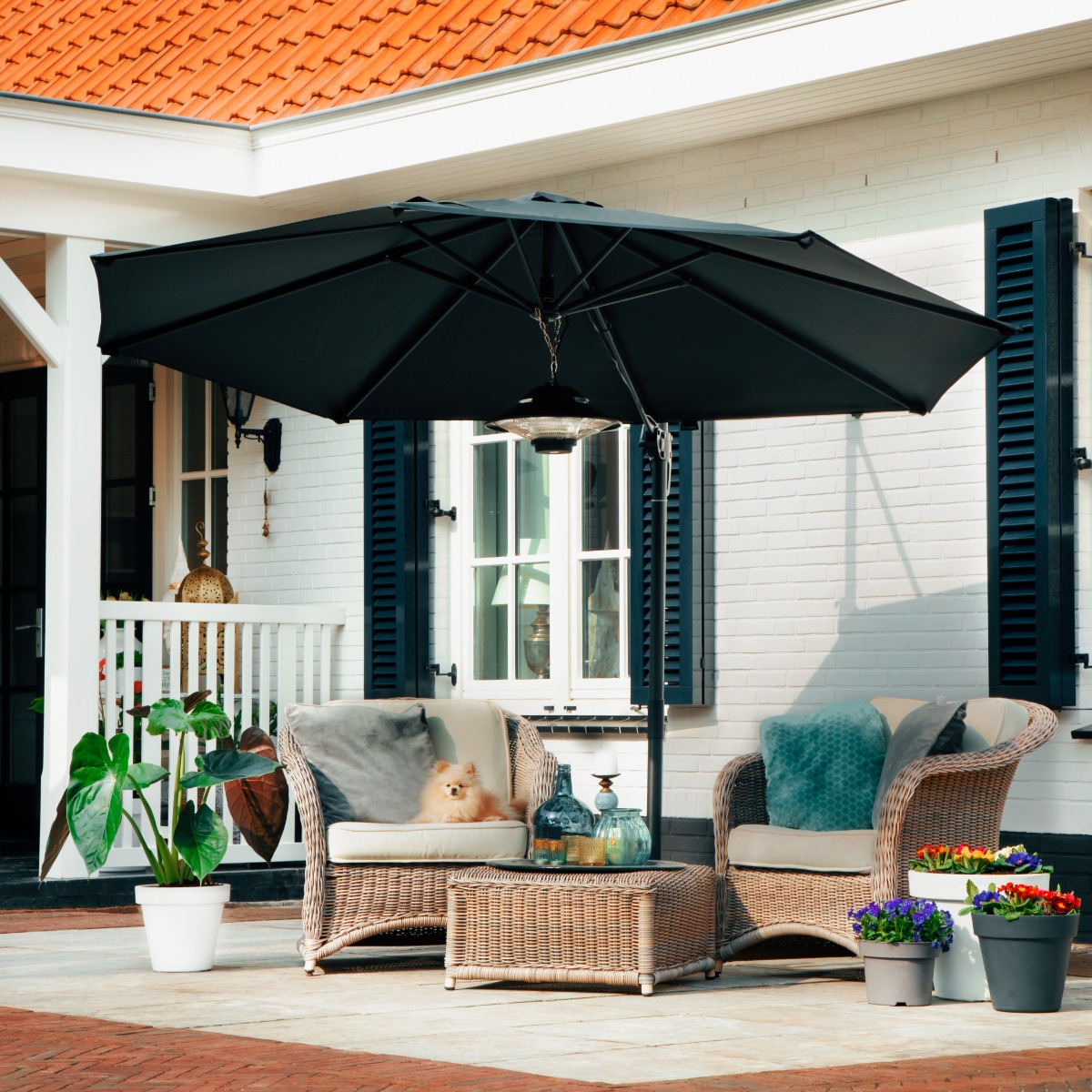 VONROC Bardolino Ø300 cm Premium zweefparasol - Anthracite