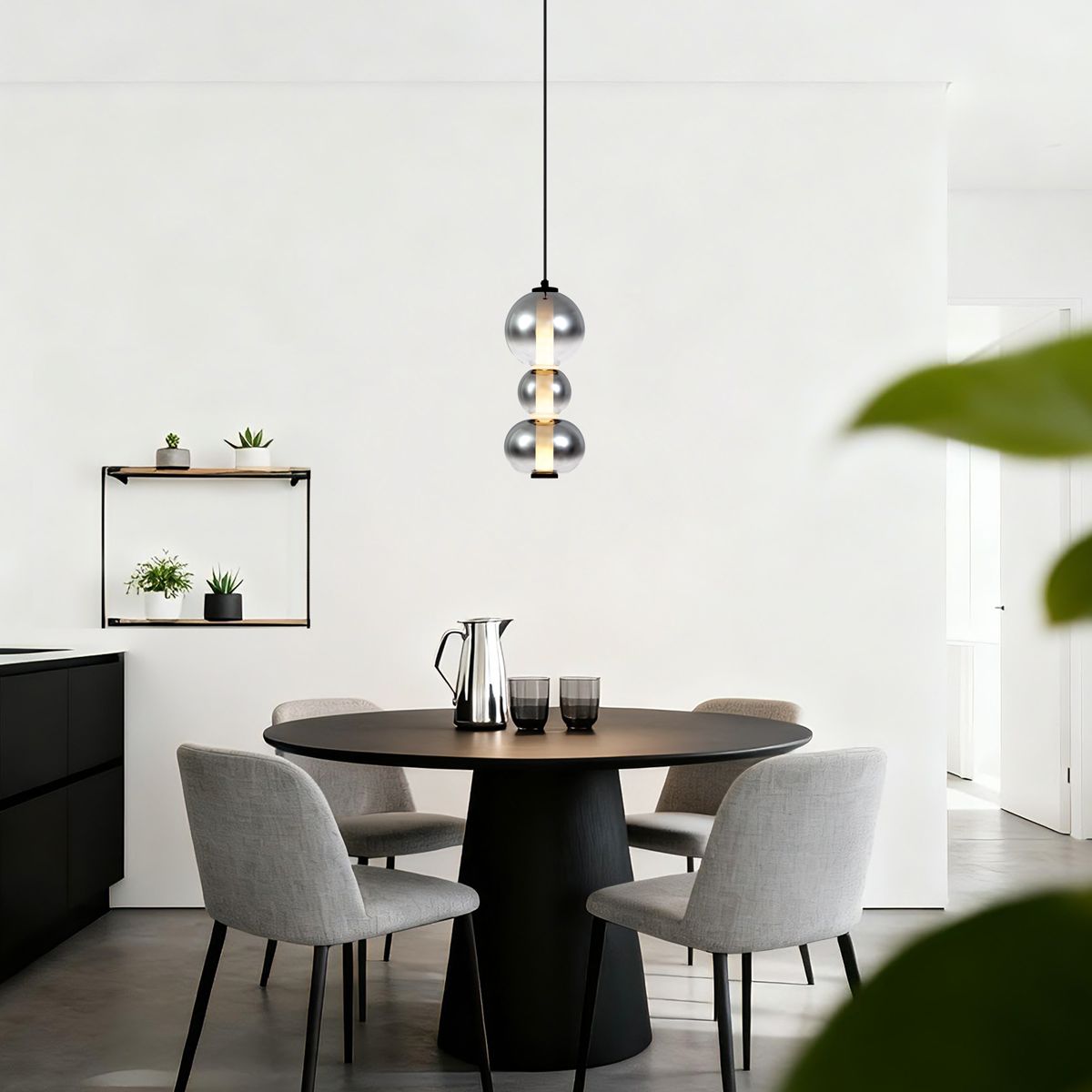 Art Deco hanglamp zwart met smoke en helder glas 3-lichts incl. LED - Lizzy