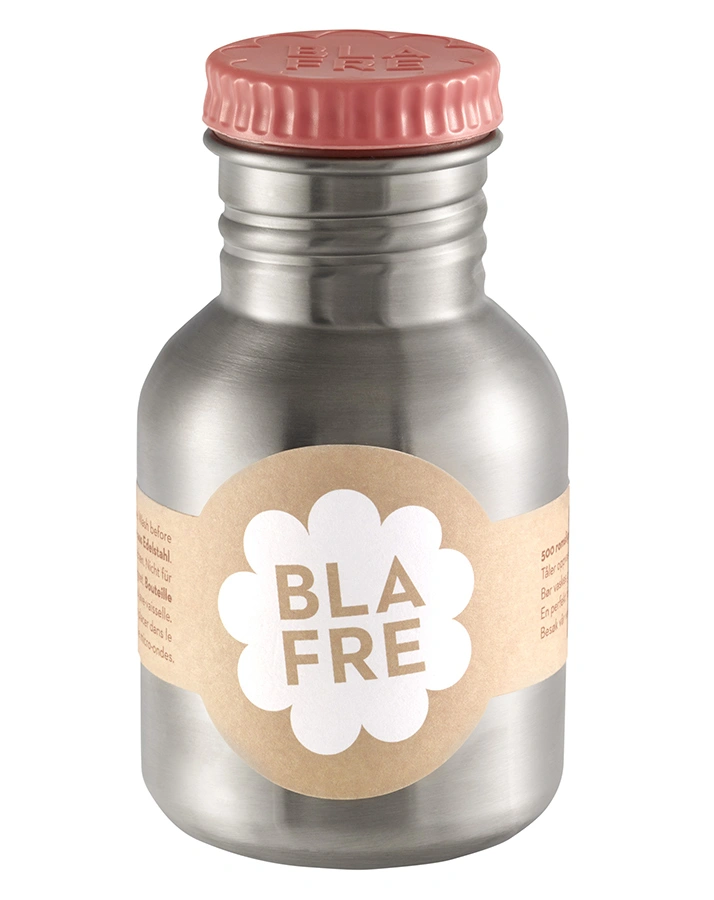 Edelstahl-Trinkflasche RETRO 0,3l in silber/rosa
