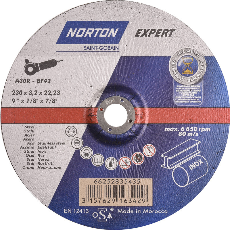 Norton Expert doorslijp komschijf staal/inox 230x3,2x22,23mm