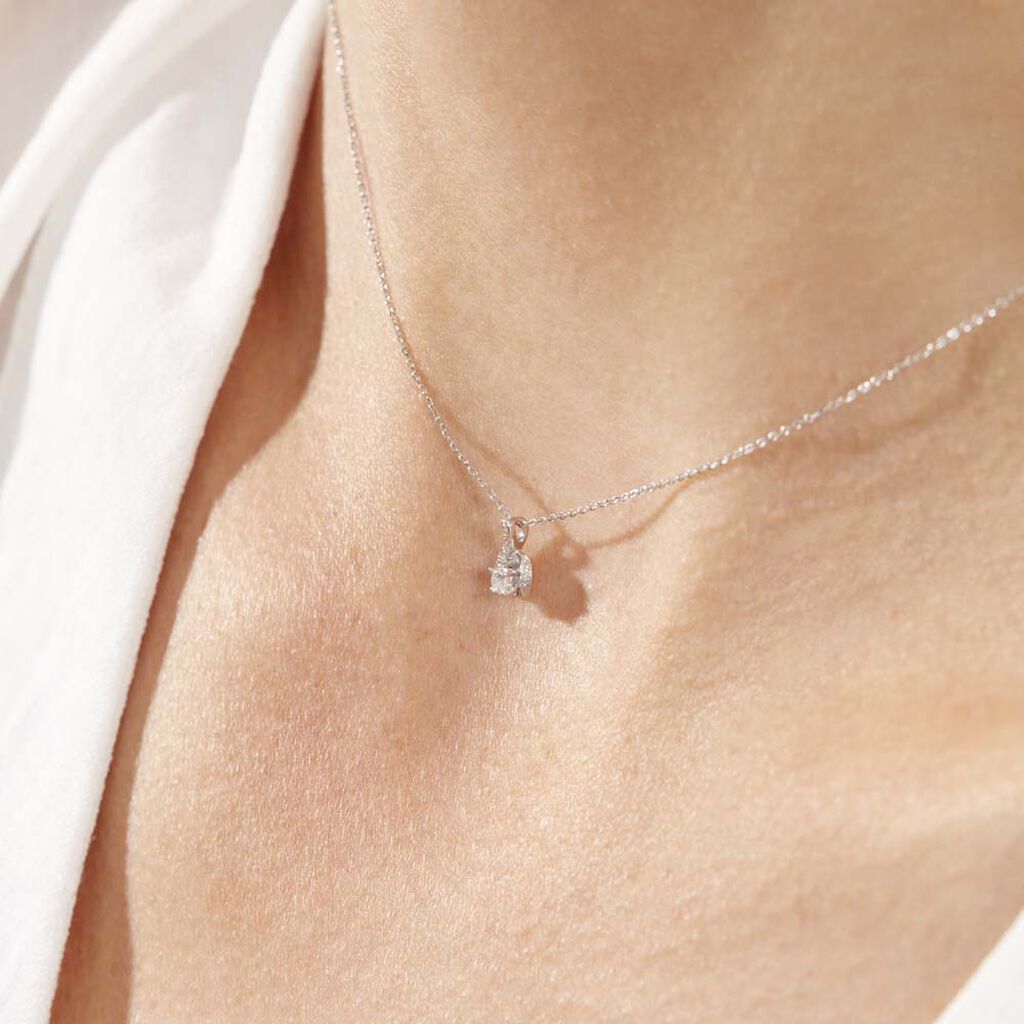 Collier Vrille Accompagnee Or Blanc Diamant