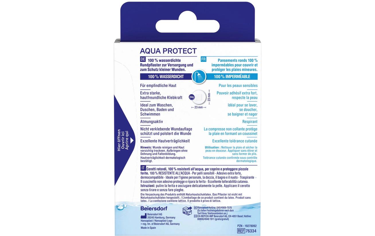 Aqua Protect Rundpflaster 24 StückWasserdichte und atmungsaktive Wundpflaster mit Bakterienschutz für optimalen Schutz