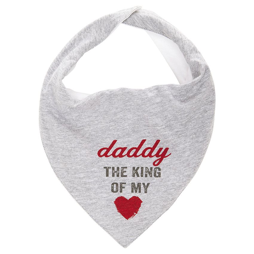 Bavoir réversible Mum & Dad - Gris chiné