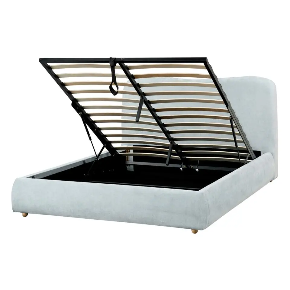 BLAGNAC - Tweepersoonsbed - Lichtblauw - 140 x 200 cm - Stof