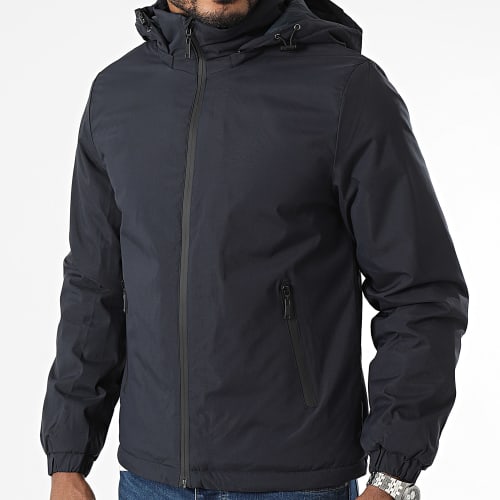 Veste Zippée Capuche Bleu Marine