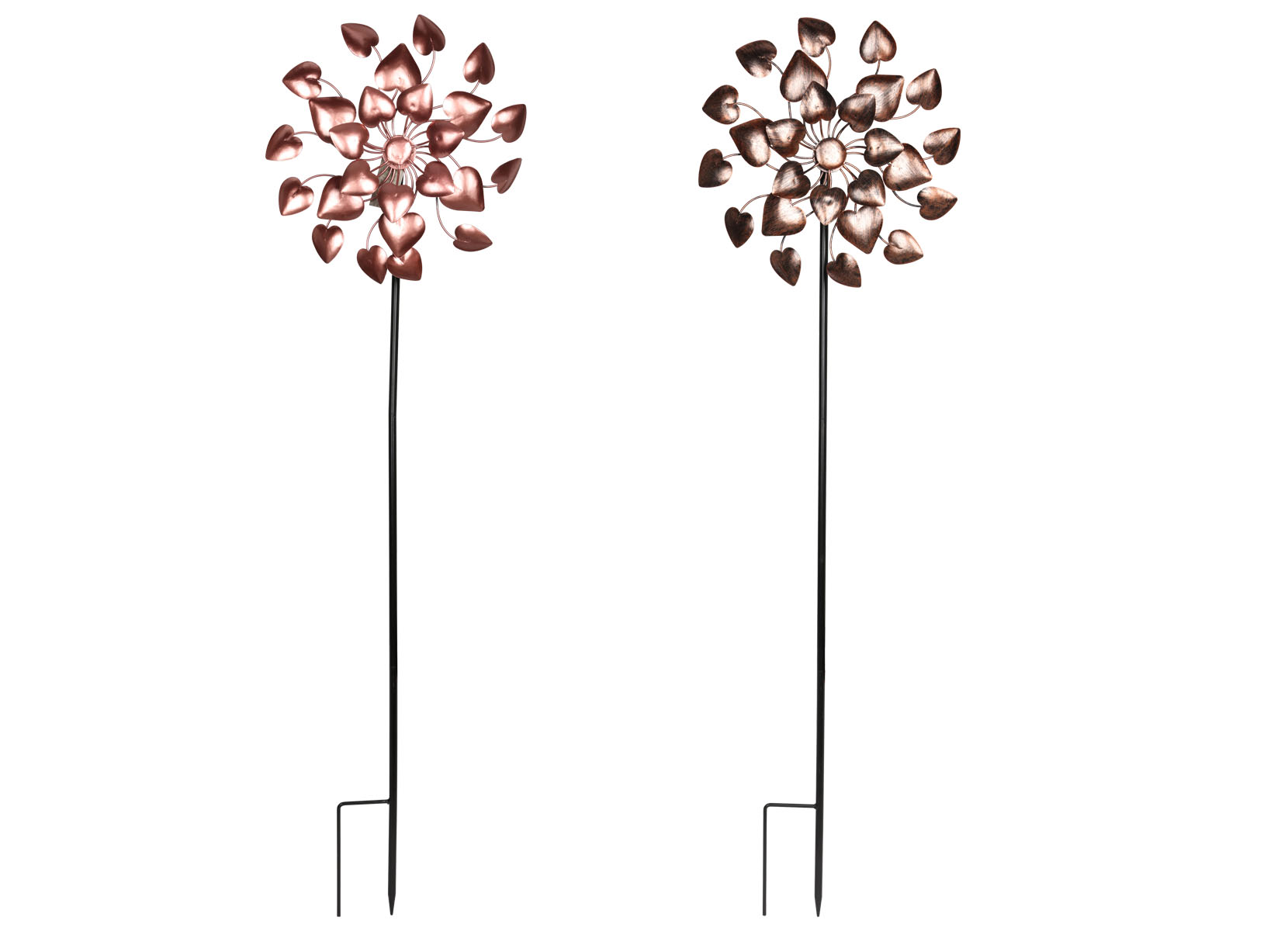 Windmühle Herzen aus Metall 30x76-106x15cm Rosé