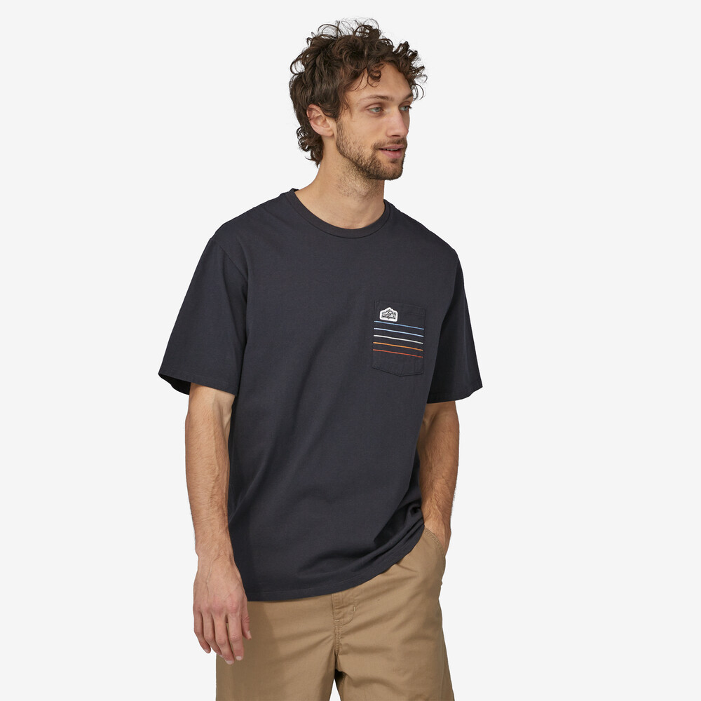 Herren-T-Shirt mit Logo, Streifen und Bio-Tasche