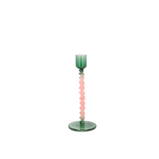 Villa Collection Style Glaslysestage, Green/Rose
