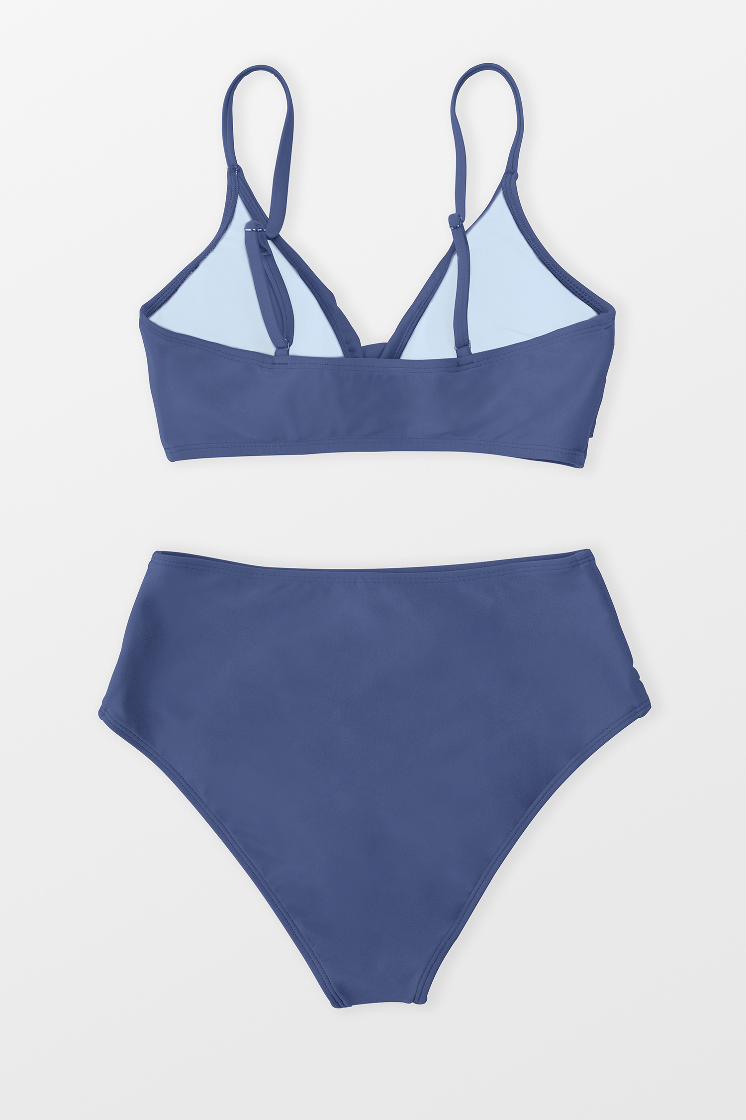 Bikini taille haute à col en V torsadé