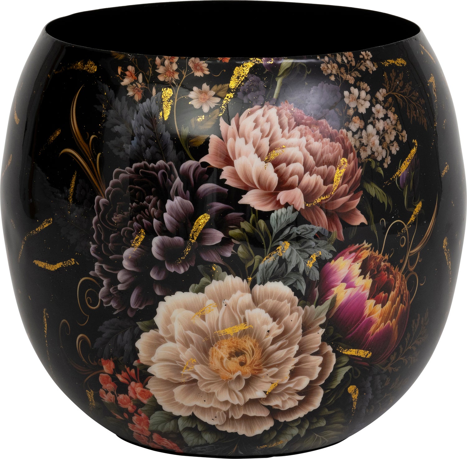 Intratuin bloempot Nolan zwart / roze D 35 H 29,5 cm