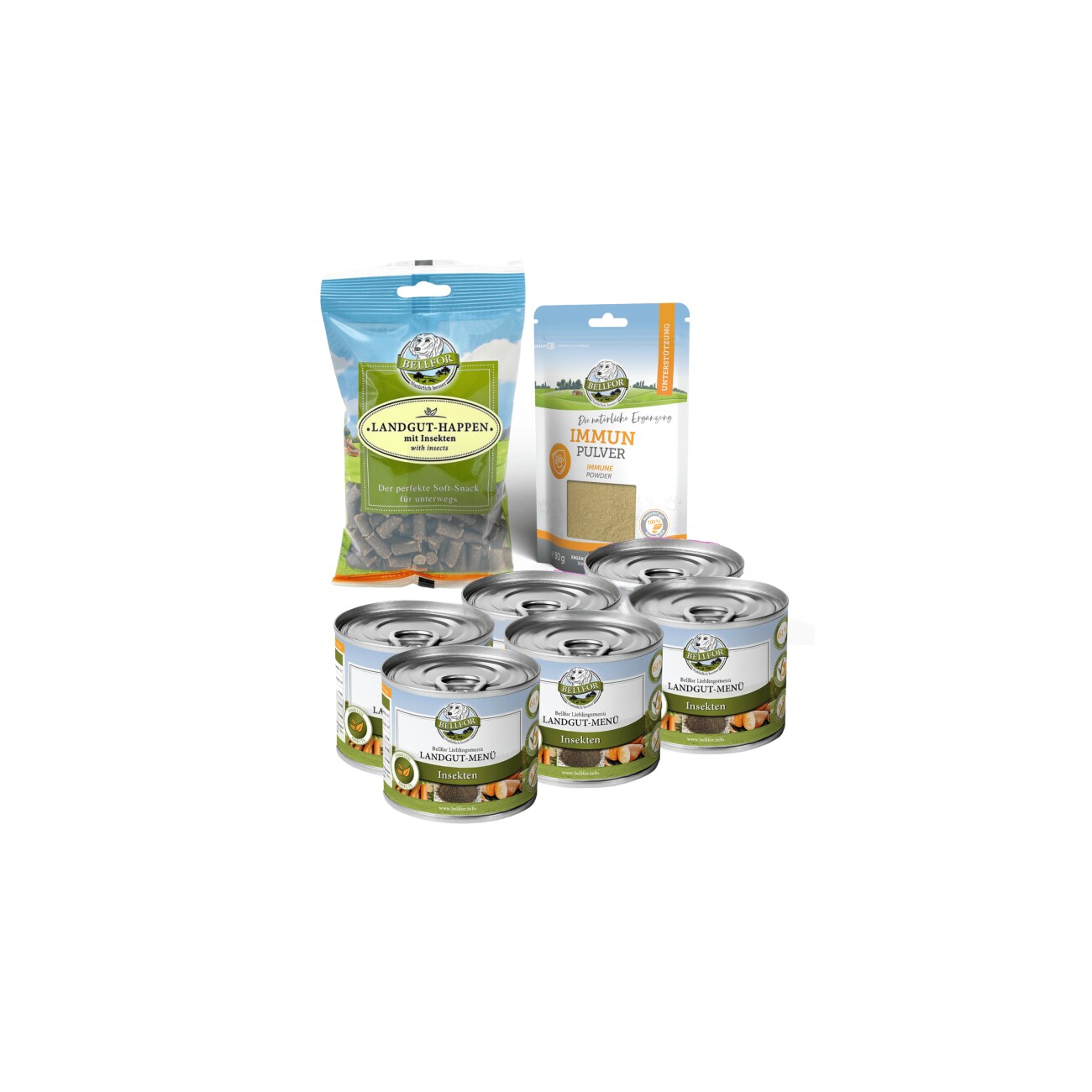 Bellfor Sparset für kleine Hunde mit Leishmaniose - Landgut-Menü 6 x 200 g + Landgut-Happen 200 g + Immun 80 g