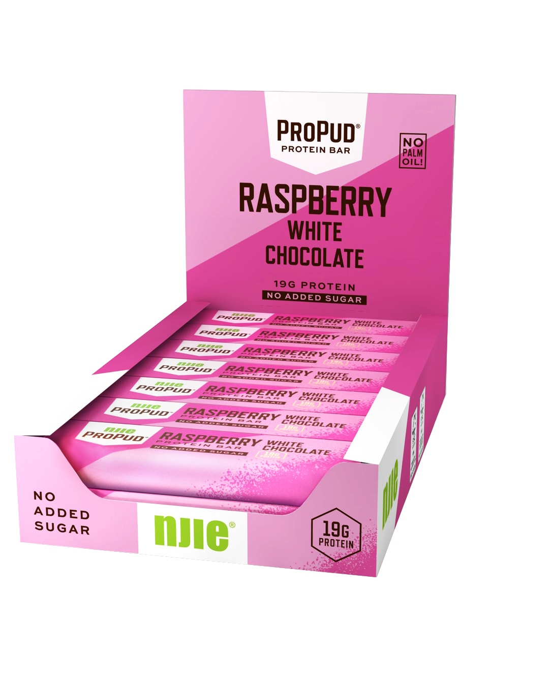 NJIE ProPud Protein Bar - Raspberry White Chocolate 12x55g