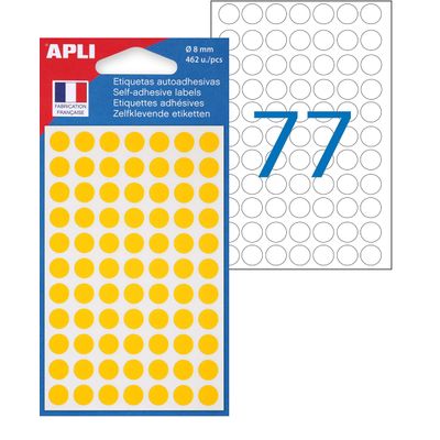 Apli Agipa - 462 Pastilles adhésives - jaune - diamètre 8 mm - réf 111834