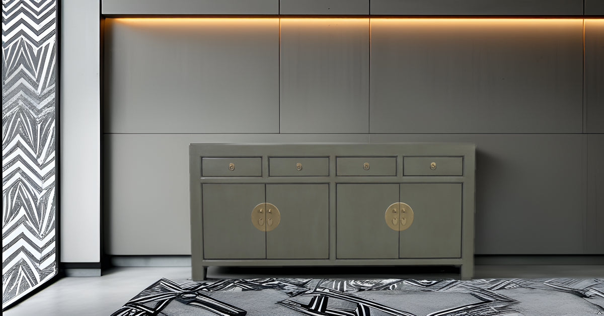 Fine Asianliving Chinees Dressoir Olijf Grijs