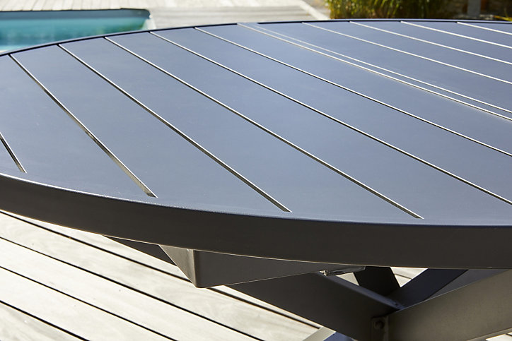 Table de jardin extensible Pelosa en aluminium coloris gris anthracite L.145/199 x l.145 x H.75 cm