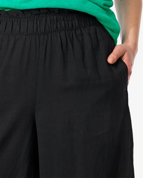 pantalon femme Raiza avec lin noir