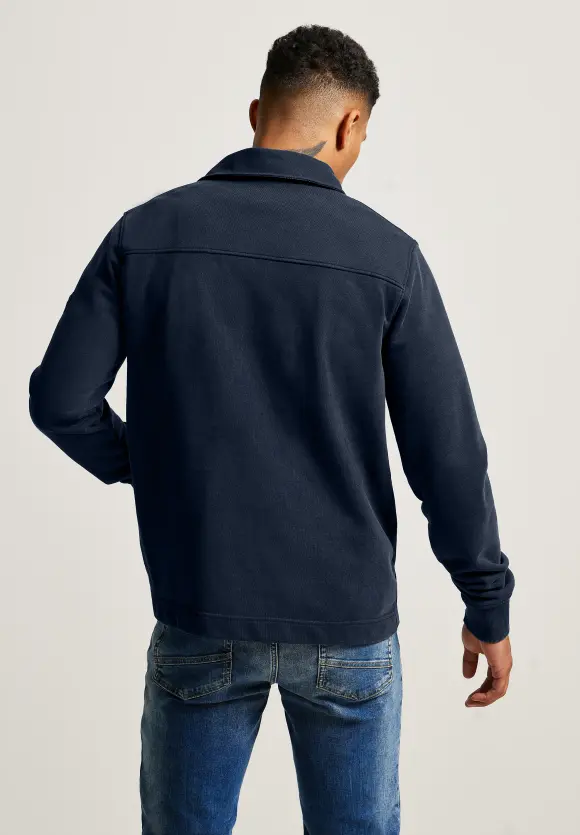 Gewaschenes Polo Sweatshirt - night blue