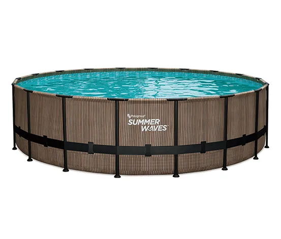 Summer Waves Elite-Frame-Pool, Teakoptik, ca. Ø 549 x 132 cm