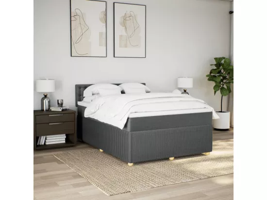 Sommier à lattes de lit avec matelas Gris foncé 160x200cm Tissu