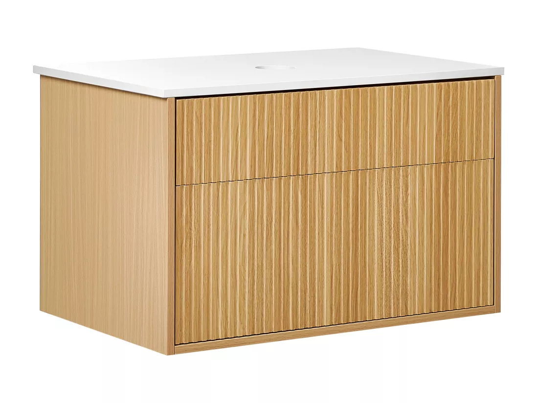 Meuble lavabo mural BEXTI 80 cm 52 cm 50 cm Marron clair