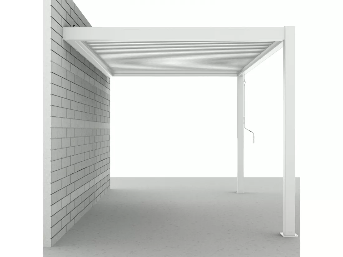 Pergola bioclimatique adossée blanche en aluminium 3x4 m