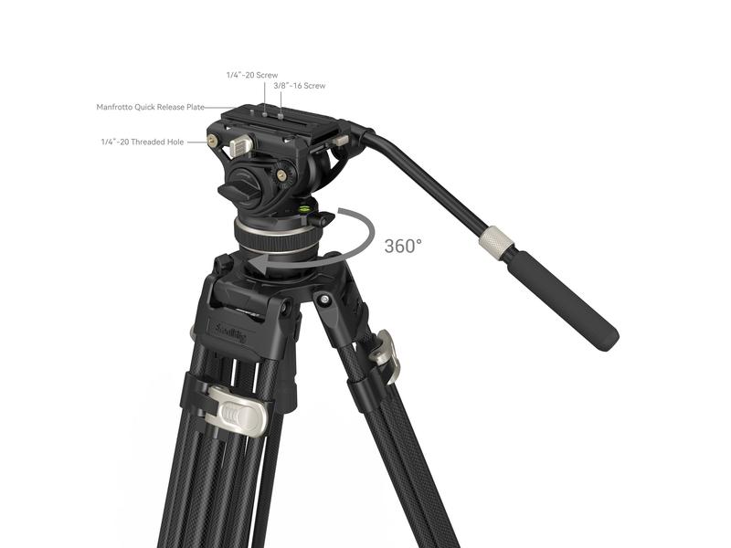 Smallrig Stativ FreeBlazer Kit Hochbelastbares Carbonfaser-Stativ mit professionellem Fluidkopf