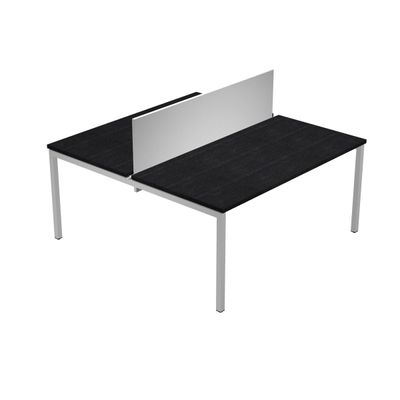 Bureau bench Trend - L180 - avec panneau de séparation - plateau imitation frêne noir - pieds métal arche