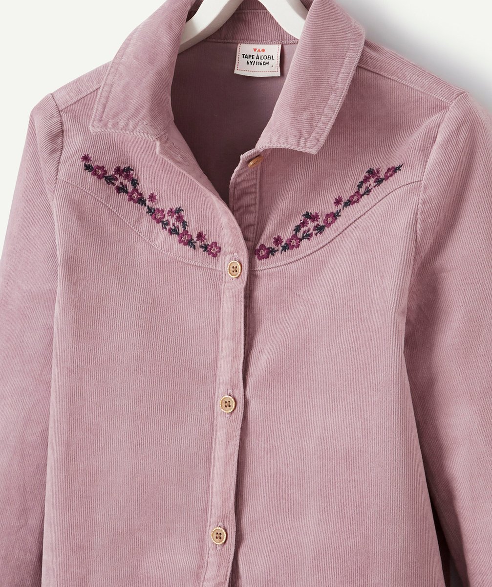CHEMISE EN VELOURS CÔTELÉ VIOLETTE FILLE