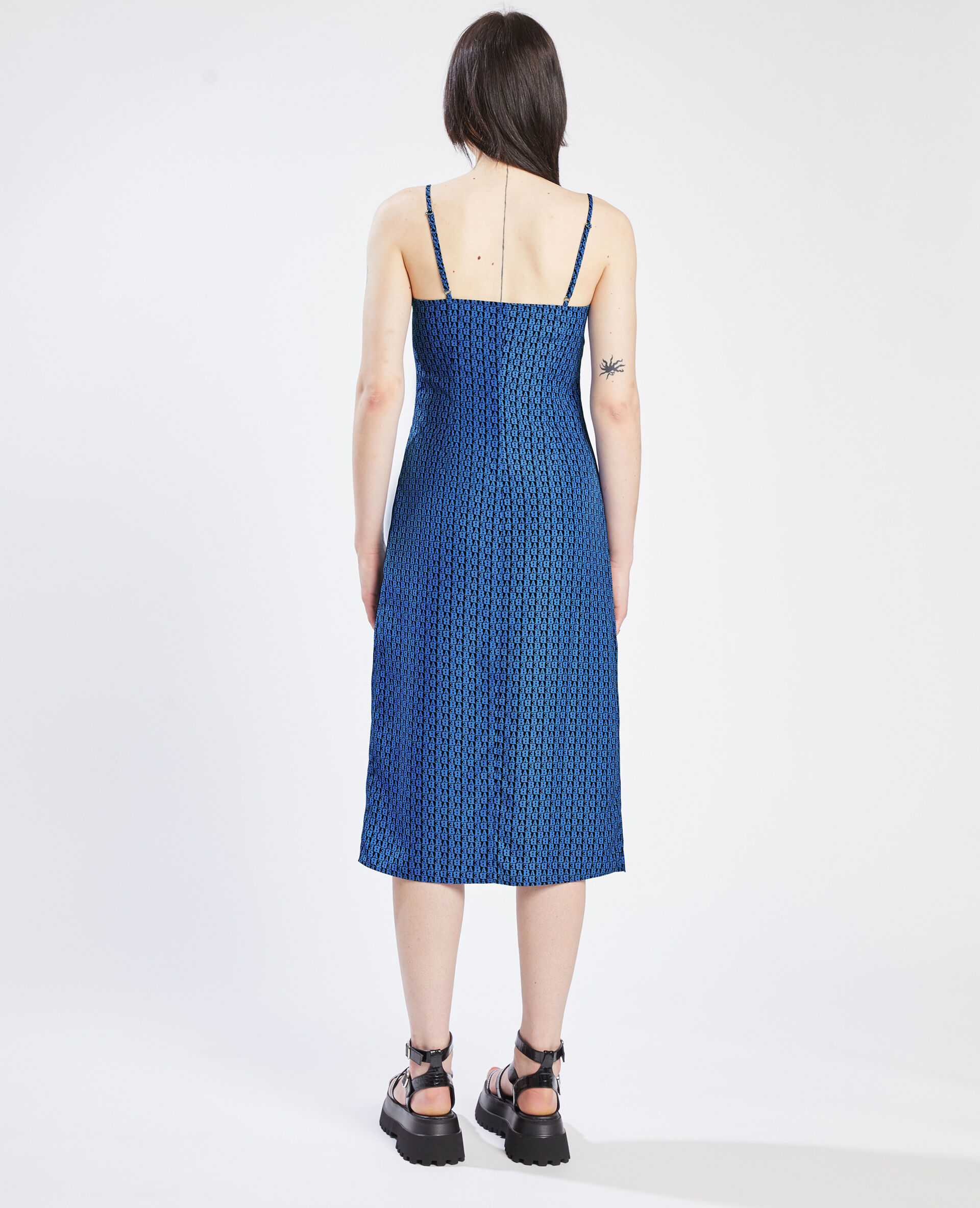 Robe chemise maille transparente - Bleu