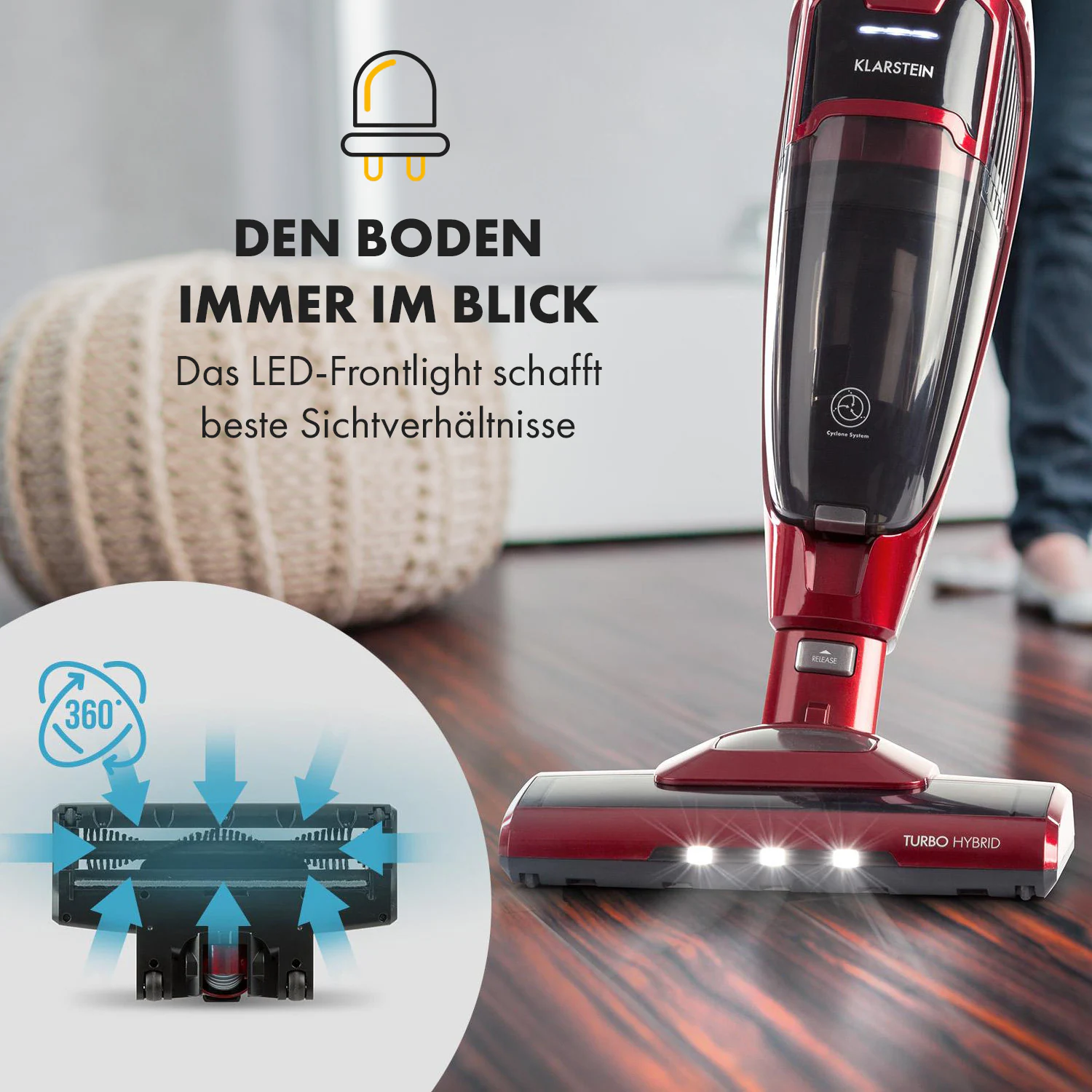 TurboHybrid Staubsauger Boden- und Handstaubsauger metallic-rot Metallic