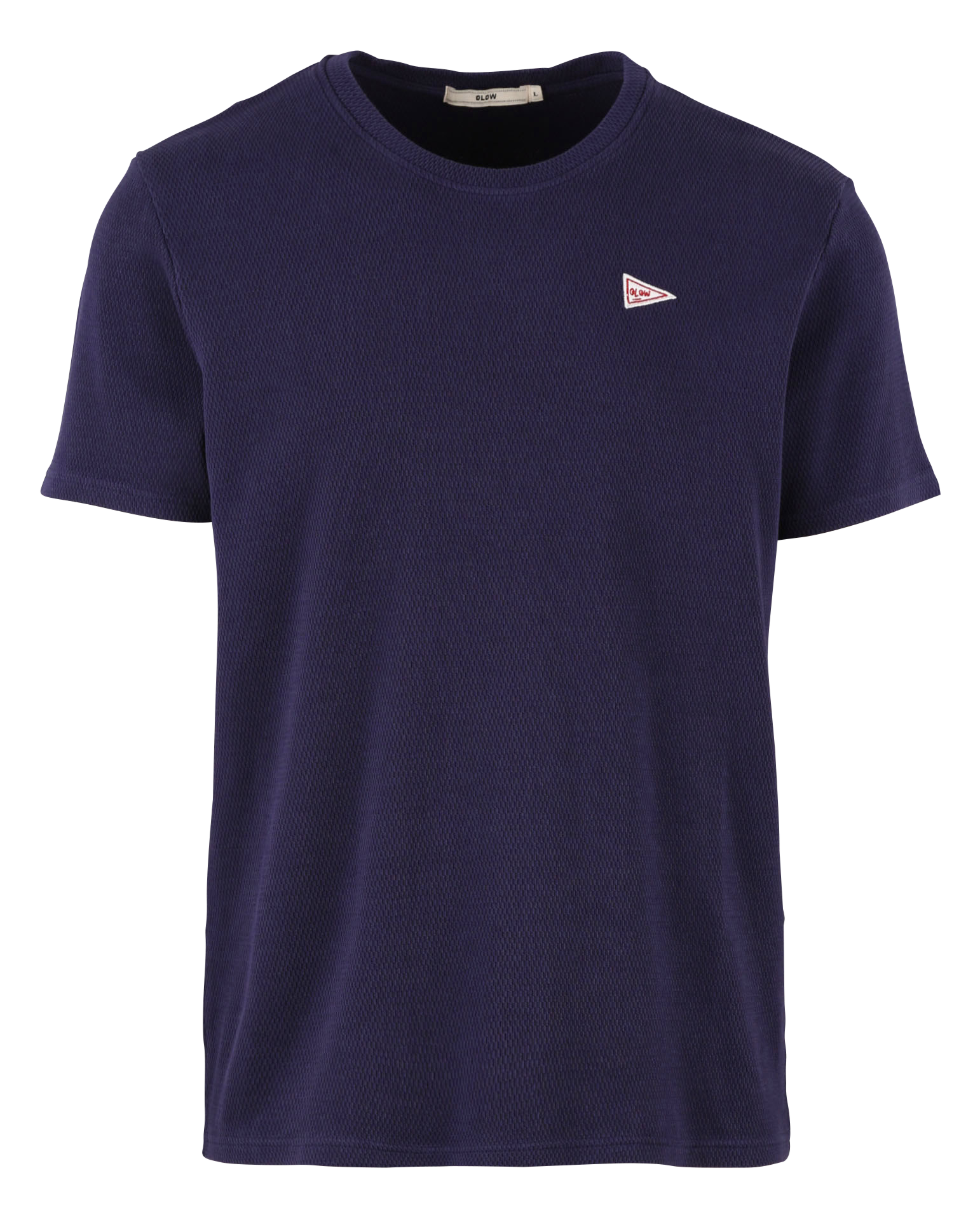 BASICO - Tee-shirt col rond regular-fit brodé en coton bio | Bleu