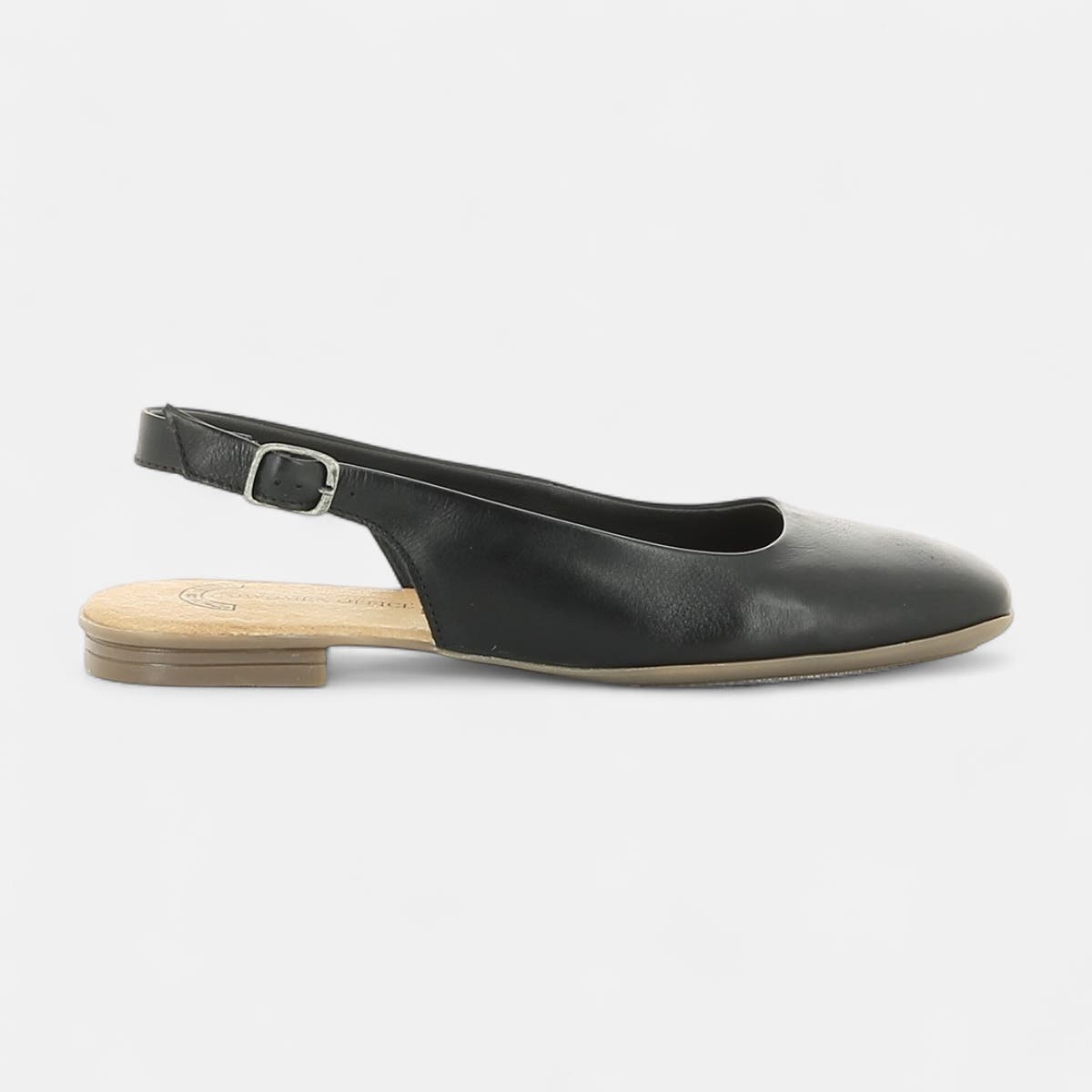 Escarpins avec bride arrière Femme en cuir noir