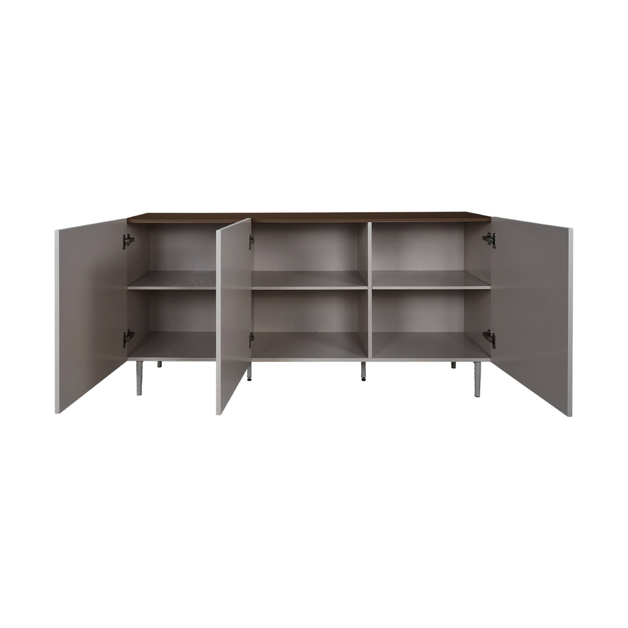 sweeek - Dressoir met 3 deuren metaal en houtdecor 150cm
