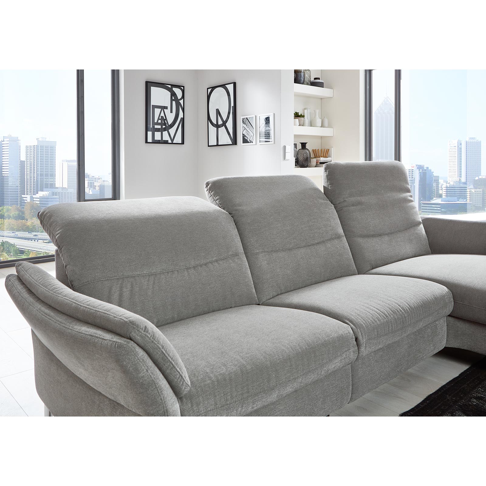 polsterpower Ecksofa - stone - Basismodell - Canapé rechts