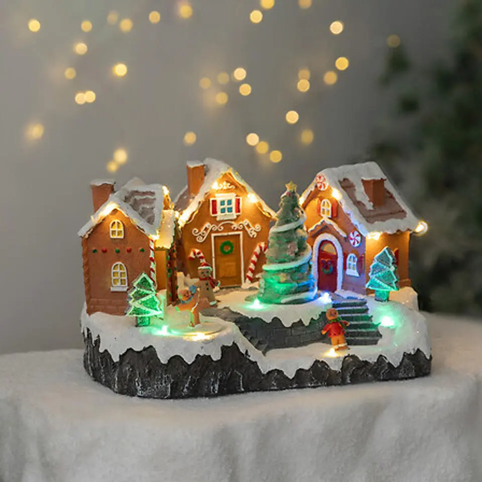 Feeric Lights & Christmas Kerstdorp - peperkoek - led - 23 cm