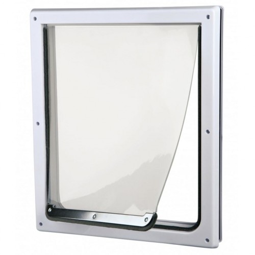 Porta branca para cães de porte médio e grande.