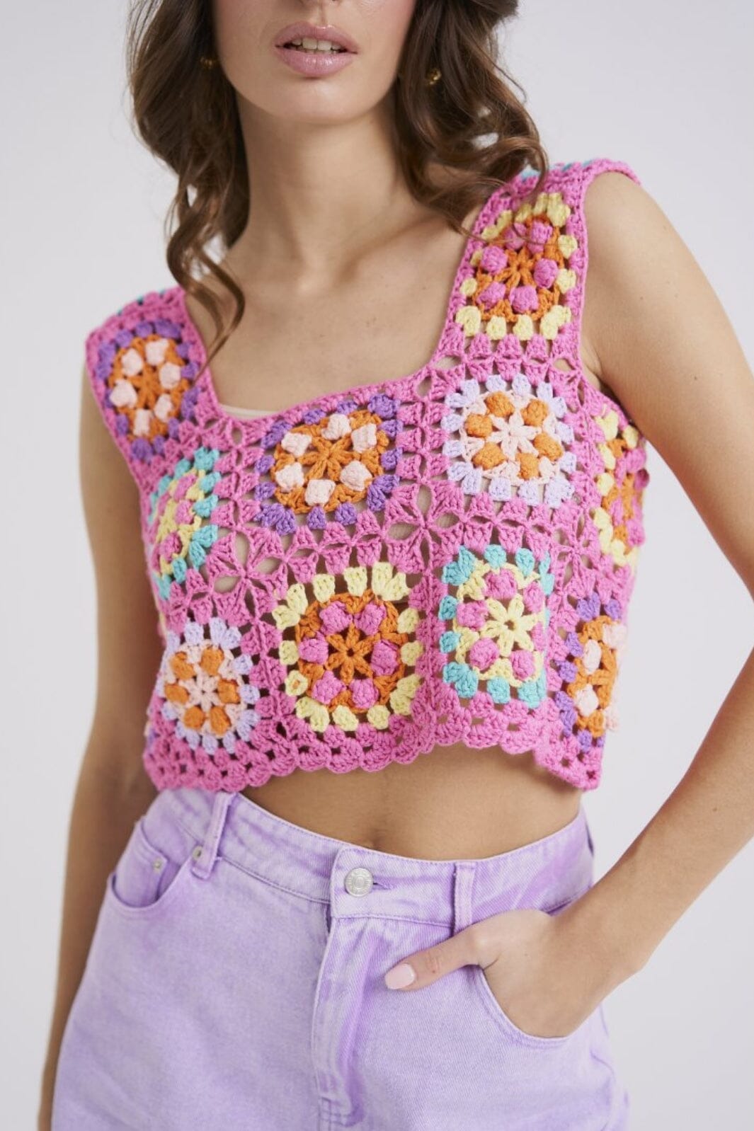 Anobel Copenhagen Crochet Tank Top Q308 pink