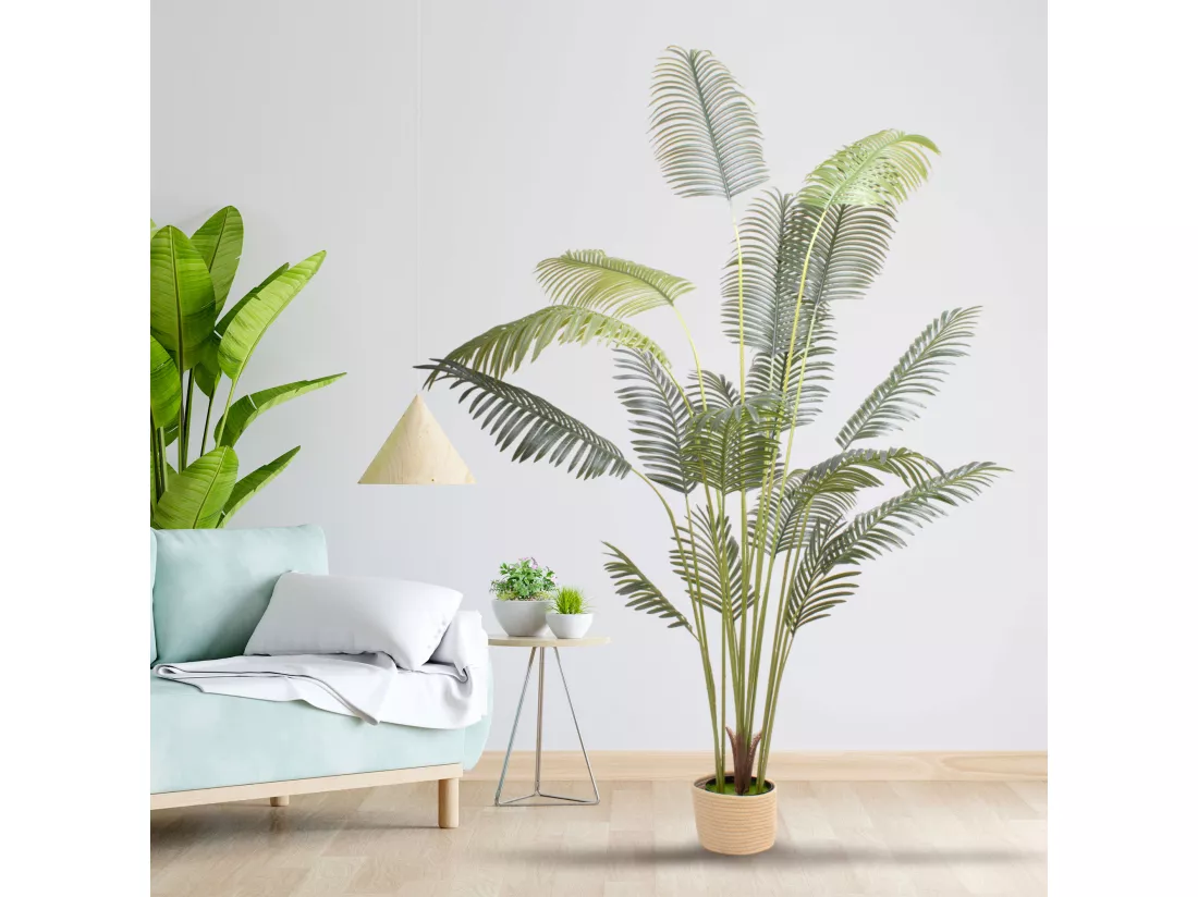 Kentia 210 - Plante Artificielle Tropicale Kentia H210 cm pour l'intérieur et l'extérieur avec pot Beige