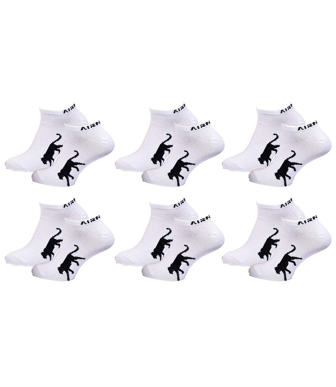 Chaussettes Homme AIRNESS Qualité et Confort-Assortiment modèles photos selon arrivages- Pack de 6 Paires AIRNESS SNEAKER Blanches