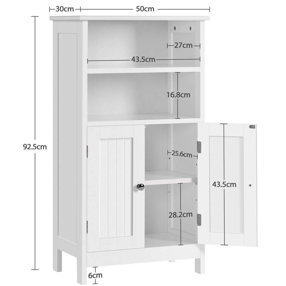 Yaheetech Badschrank Küchenschrank mit Doppeltür & Einstellbarem Regal Badkommode Sideboard Badezimmer/Wohnzimmer/Flur Weiß 93*50*30cm