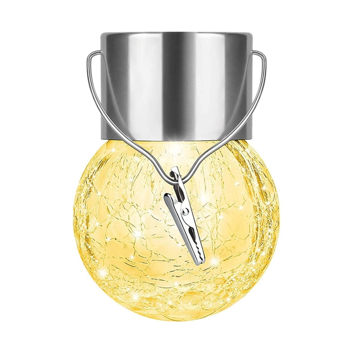 (Ø6x9cm) LED Solar Glas Glühbirne Hänge Lampe Outdoor Deko Gartenleuchte IP55 - Warmweiss