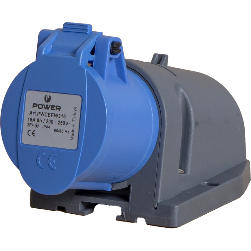 Power CEE opbouw wandcontactdoos 3-polig 16A IP44 Blauw