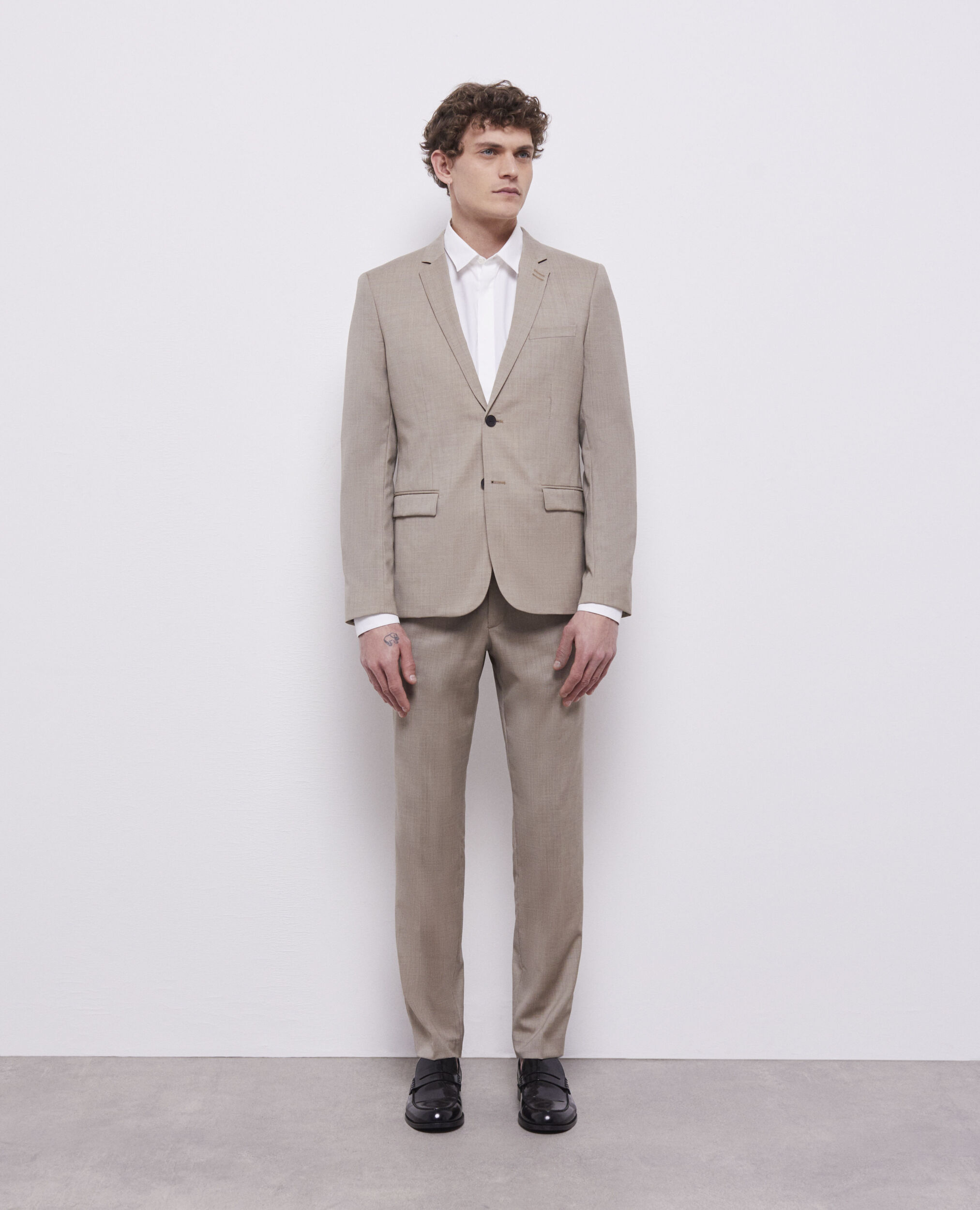 Veste de costume en laine beige